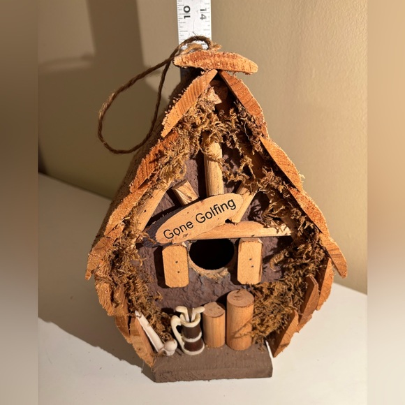 'Gone Golfing' Home Decor Rustic Wooden Bird House (Indoor Use Only) 9"x 7"x 6" - Picture 6 of 7